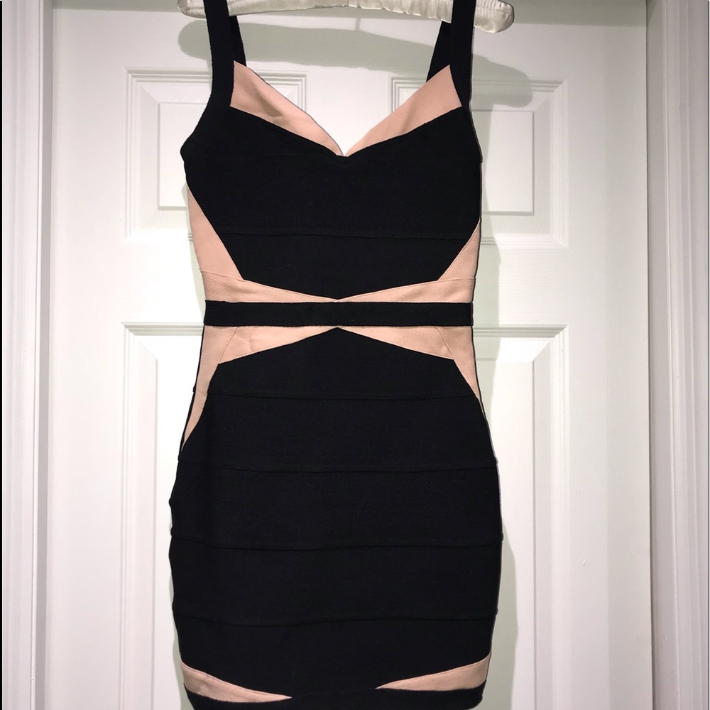 Bandage pink and black dress!! Cute cutout back!!